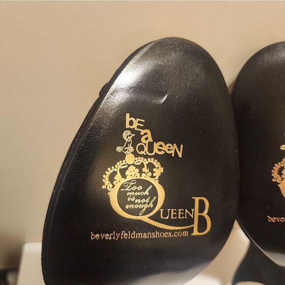 NEW Beverly Feldman Black Suede w/ Gold Studs Peep Toe Slingback Pumps sz.8 $275 - Picture 11 of 11